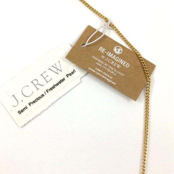 NEW! J. CREW Gold-plated stone and freshwater pearl drop necklace Dark Mauve - Picture 6 of 6